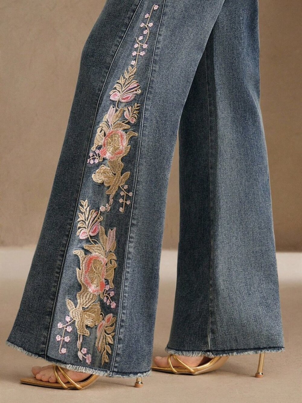 Blue Casual Women's Wash High Waist Wide Leg Denim Jeans - Picture 3 of 4